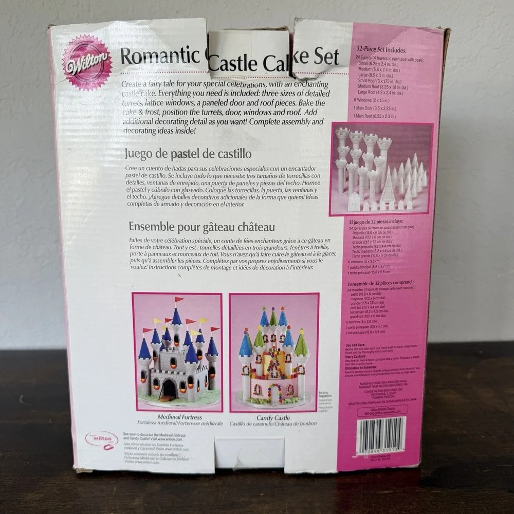 Wilton Romantic Castle Cake Set 32 Piece White Textured Easy to Clean Plastic